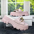 Шльопанці жіночі рожеві еко-шкіра на платформі Mengfuna 4512, фото 6