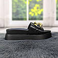 Шльопанці жіночі чорні еко-шкіра з ланцюжком Girnaive 4517, фото 4