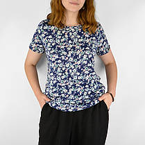 Футболка жіноча трикотажна Футболка з квітковим принтом бавовна (Угорщина), фото 3