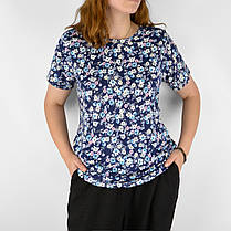 Футболка жіноча трикотажна Футболка з квітковим принтом бавовна (Угорщина), фото 4