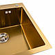 Кухонна мийка VALESO Handmade PVD золото  50*50/220 3,0/0.8 мм дозатор та сифон в комплекті, фото 7