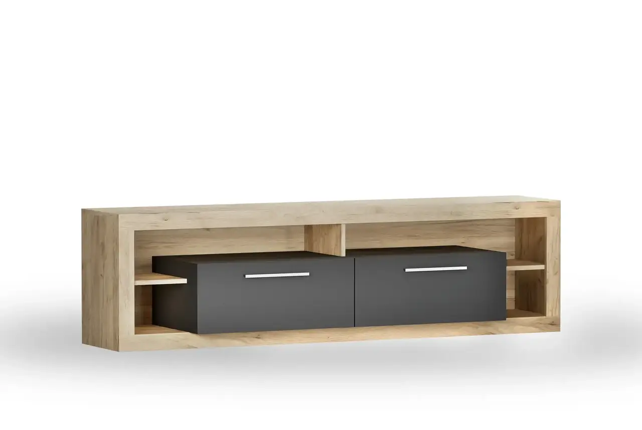 Тумба під ТВ 180 з ЛДСП Lumiko Artos Design Польща Дуб крафт золотий/Антрацит, фото 1