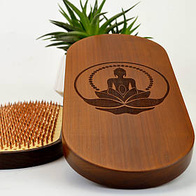 Дошка Садху анатомічна з термо ясену з мідними цвяхами , натуральне дерево, для новачків, для початківців з кроком 10 мм Медитація