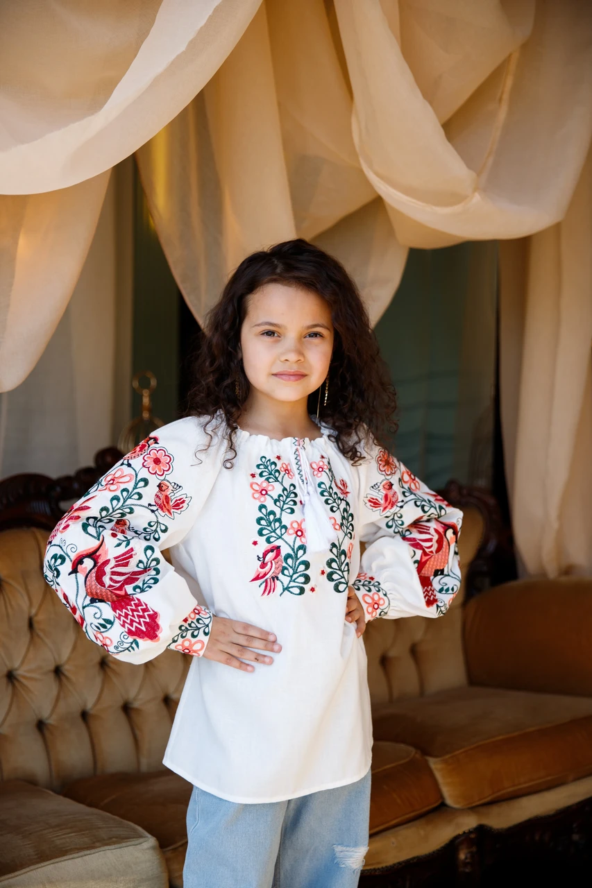 Вишита Блуза для дівчинки, Вишиванка для дівчинки Львів, Біла нарядна блузка для дівчинки, Блузка на дівчинку