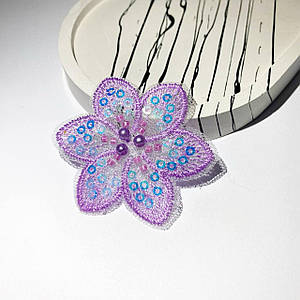 Декоративна вишита квітка / Сітчастий Патч квітка / Ціна за 1 шт / ~5,5 см / Бузковий