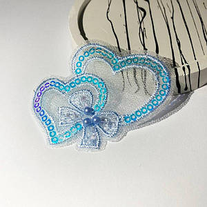 Декоративне вишите серце / Сітчастий Патч серце / Ціна за 1 шт / ~6,5*5,5 см / Блакитний