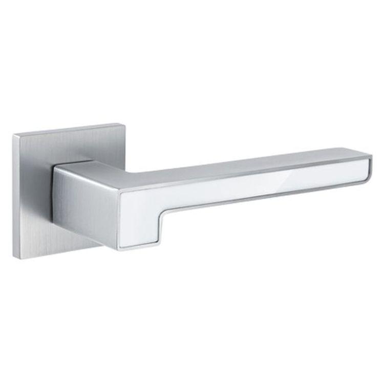 Ручки дверні роздільні Sempra H-30120-A-CRS/W сатиновий хром/білий, фото 1