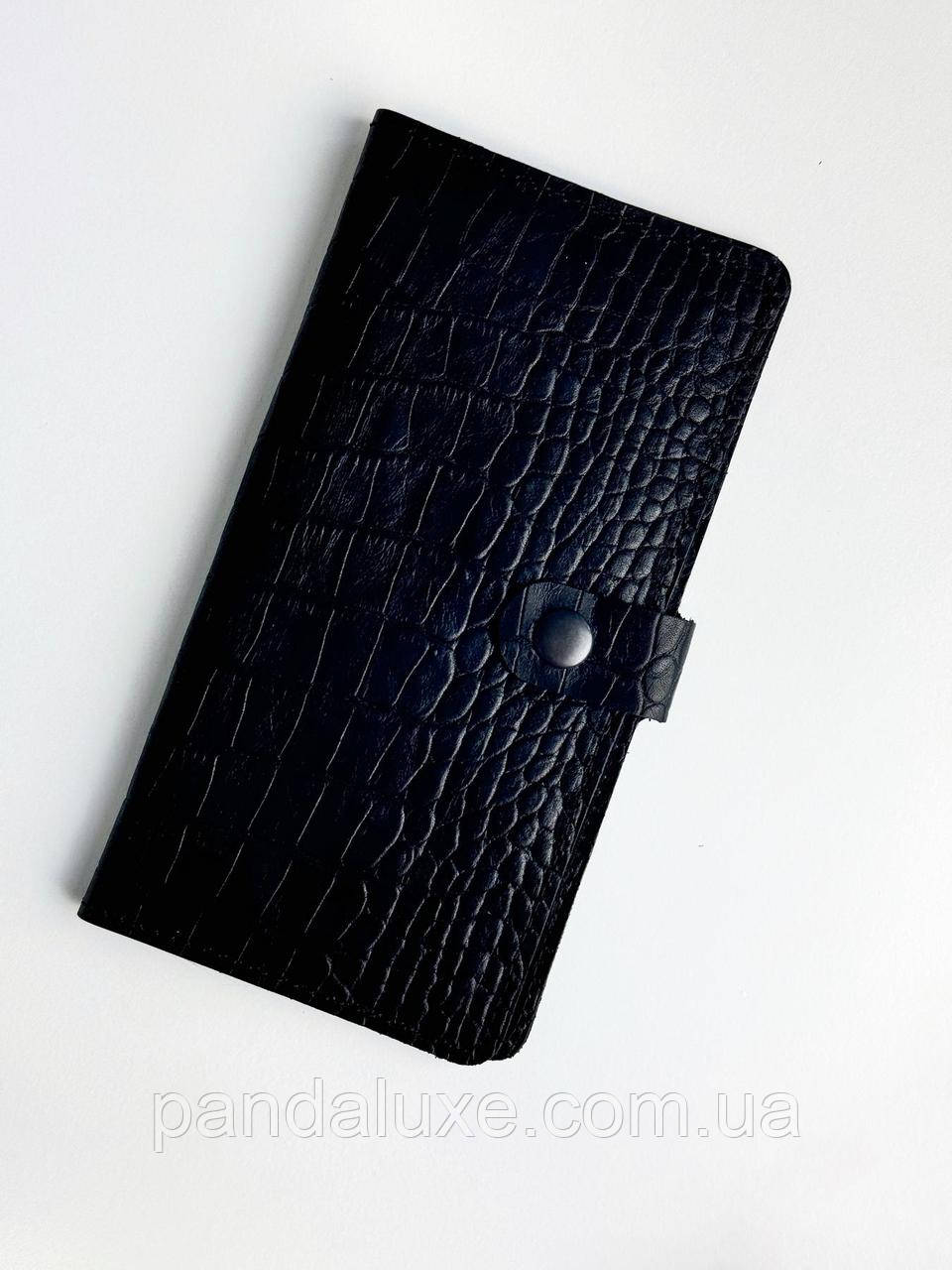 Чоловіче портмоне із натуральної шкіри тиснення крокодил SR028 (чорний)