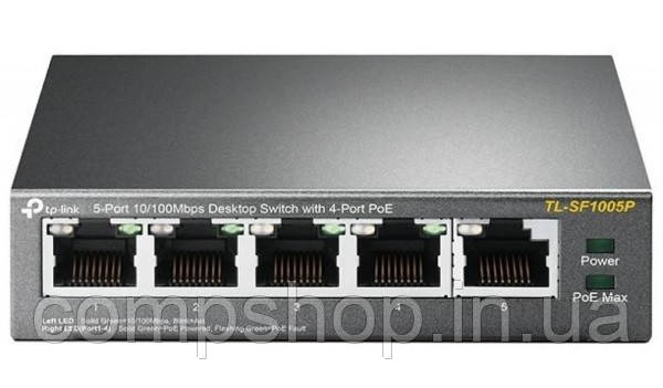 Комутатор TP-Link TL-SF1005P (некерований, 5xFE/4xPoE 56W Desktop Switch)  (код 102754), фото 1