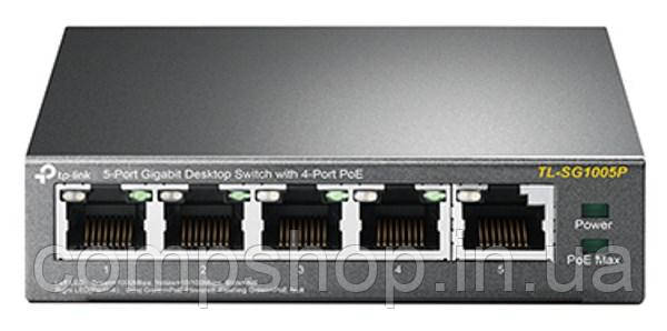 Комутатор TP-Link TL-SG1005P (некерований, 5x1GE/4xPoE 56W Desktop Switch)  (код 102756), фото 1