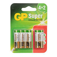 Батарейка GP SUPER ALKALINE 1.5V 24A-U6 лужна, LR03, AAA блістер