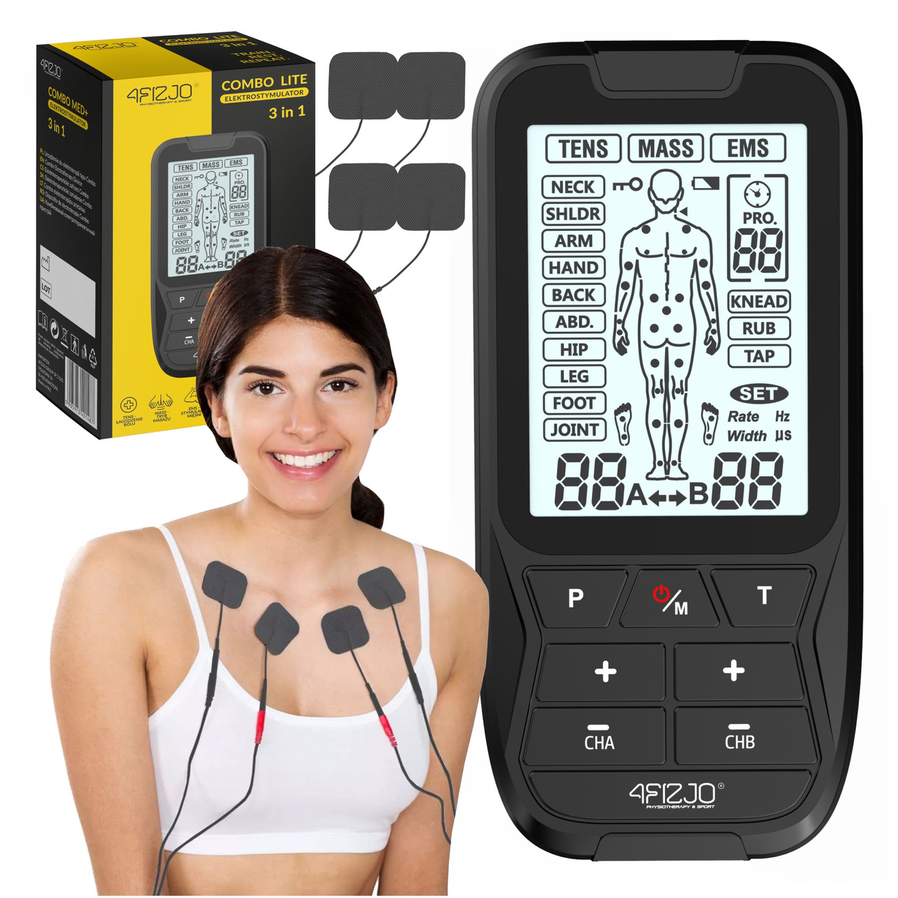 Апарат для електростимуляції м'язів 4FIZJO Combo LITE 3 в 1 (P-5905973401487)