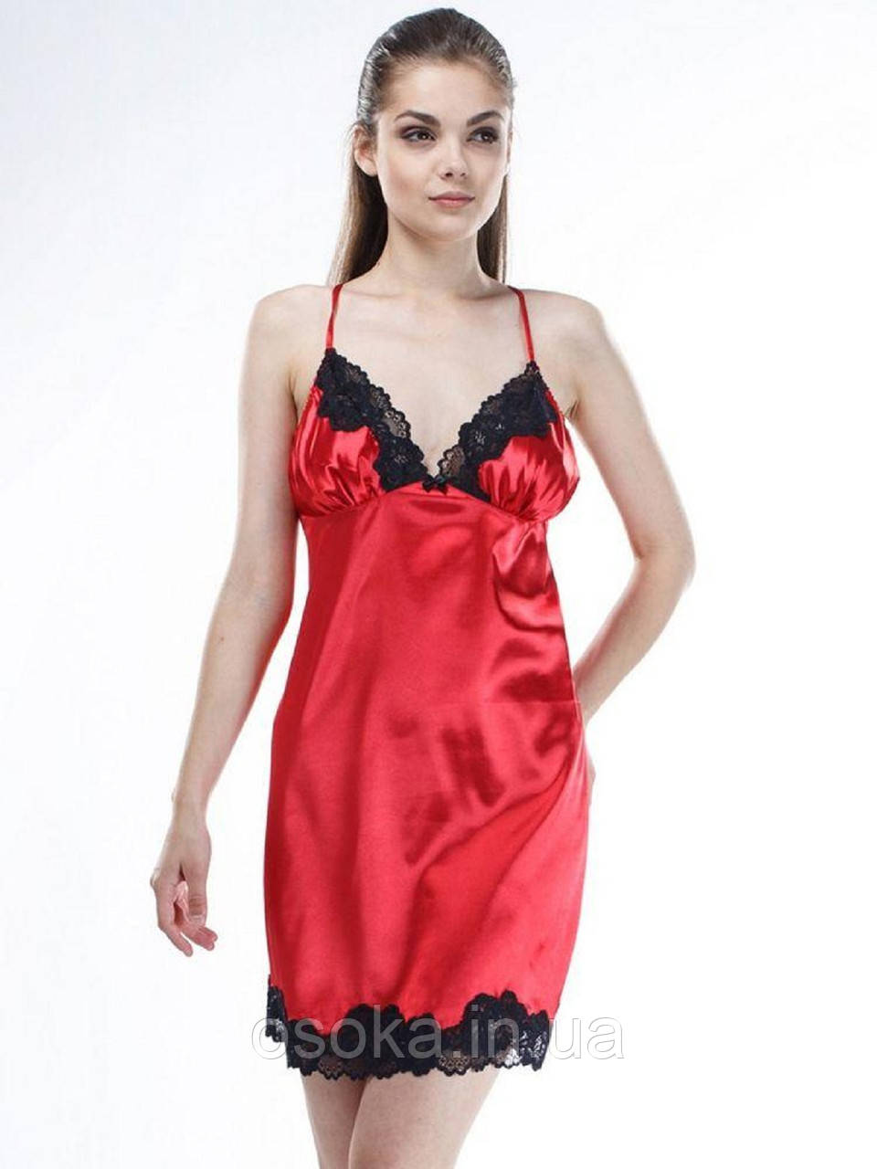 Сорочка шовкова Serenade (Серенада) 482 Червоно-чорний, фото 1