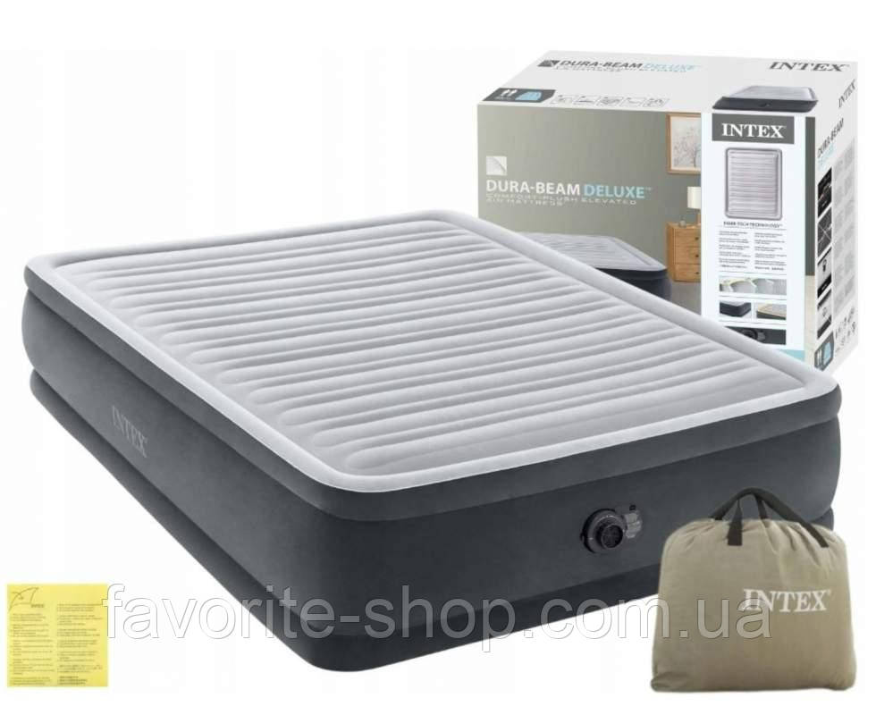 Надувне двоспальне ліжко Intex 64414 (152х203х46), вбудований електронасос
