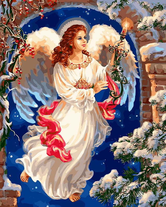 Картины по номерам 40х50 см. Babylon Рождественский ангел Худ Гелсингер Дона (VP-440) - фото 1 - id-p137482270