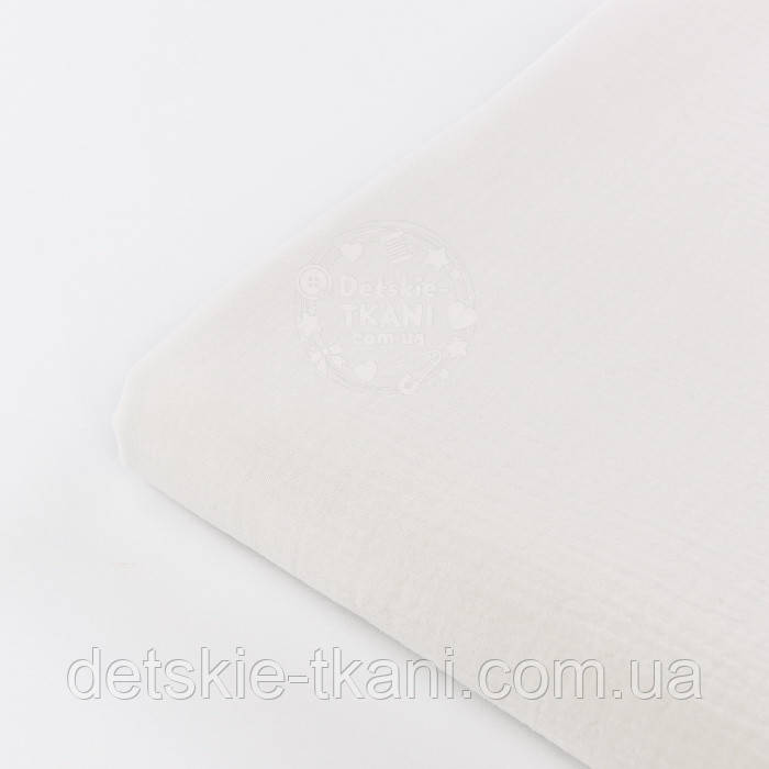 Клаптик мусліну двошарового жатого, колір айворі, розмір 45*125 см, фото 1