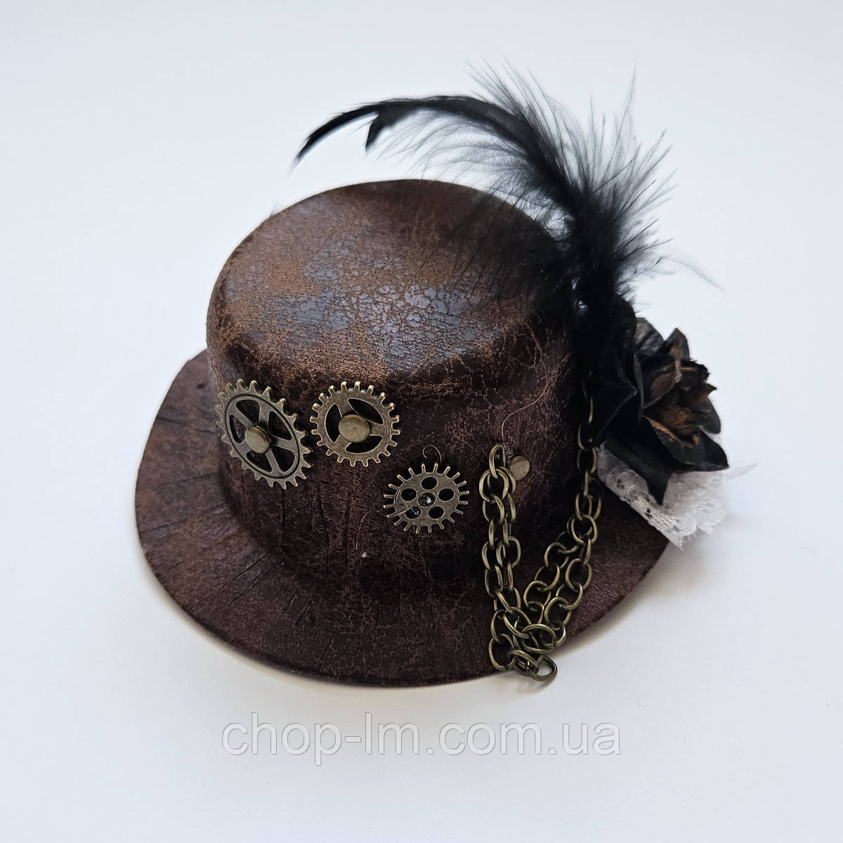 Жіночий капелюшок у стилі стимпанк коричневий