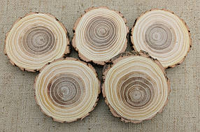 Зріз дерева для рукоділля, творчості шліфований з двох сторін 5 шт. (6-7 см)