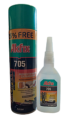 Універсальний Експрес Клей з активатором 705,Akfix 100 мл + 25мл