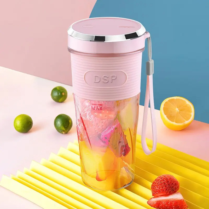 Портативний блендер шейкер акумуляторний DSP KJ2087 USB Рожевий