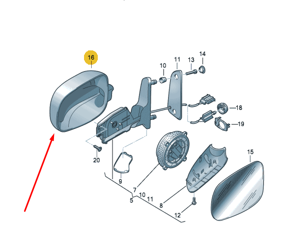 Кришка дзеркала права SHARAN 98-2003 VAG 7M085752801C виробник Volkswagen AG