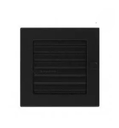 Вентиляційна решітка для каміна Kratki 17х17 см чорна з жалюзі 17CX