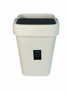 Відро для сміття на 18л пластикове, з поворотною кришкою біле