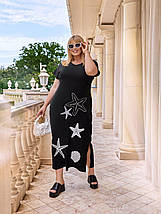 Літнє плаття рівного крою з тканини жатка великі розміри, фото 4