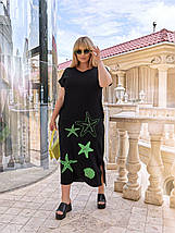Літнє плаття рівного крою з тканини жатка великі розміри, фото 2