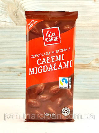 Шоколад молочний з цілим мигдалем Fin Carre 100г Польща