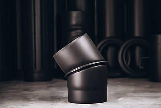 Коліно димохода 150мм універсальне 0-45* 2мм чорне.