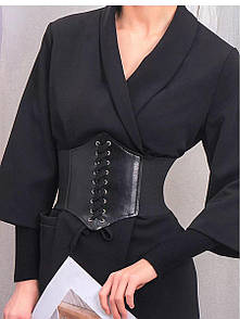 Корсет з гумкою для стрункої талії, Пояс зі шкіри на шнурівці, Широкий пояс корсет на резинці