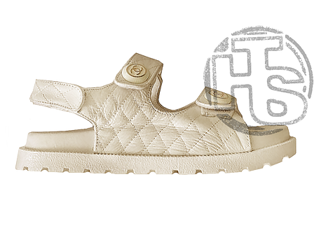 Жіночі сандалії Chanel Quilted Dad Sandal Beige Leather ALL08506, фото 1