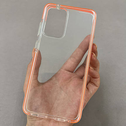 Чохол для Samsung Galaxy A52s прозорий з кольоровим обідком чохол на телефон самсунг а52с помаранчевий F3W, фото 1