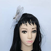 Вуалетка біла Медуза/Брошка біла на шпильці, фото 4