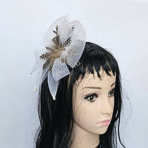 Вуалетка біла Медуза/Брошка біла на шпильці, фото 5