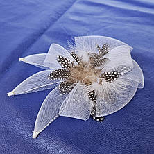 Вуалетка біла Медуза/Брошка біла на шпильці, фото 3