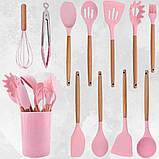 Кухонне приладдя силіконове Набір 12 предметів кухонного приладдя лопатки для кухні Рожевий, фото 6