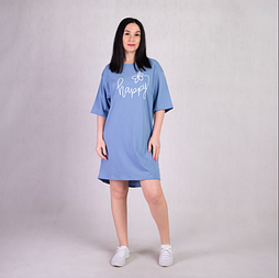 Плаття жіноче літнє вільне блакитне оверсайз 46-52 бавовна