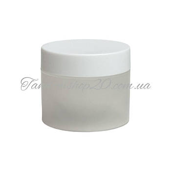 Баночка косметична пластикова  з мембраною кришкою Скін, матова з білою кришкою 30 мл