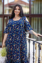 Літнє красиве плаття з короткими рукавами із софту розміри батал, фото 3