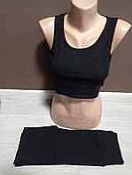 Дитячий костюм для дівчинки підлітка Без написів Туреччина топ та бриджі 10-16 років чорний
