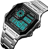 Спортивний електронний водонепроникний годинник Skmei 1335SI Silver, фото 6