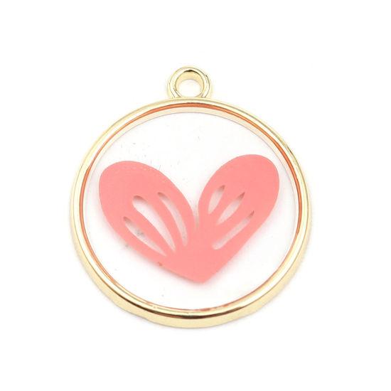Підвіска Finding Кулон круглий серце Золотистий рожевий 23 мм x 20 мм