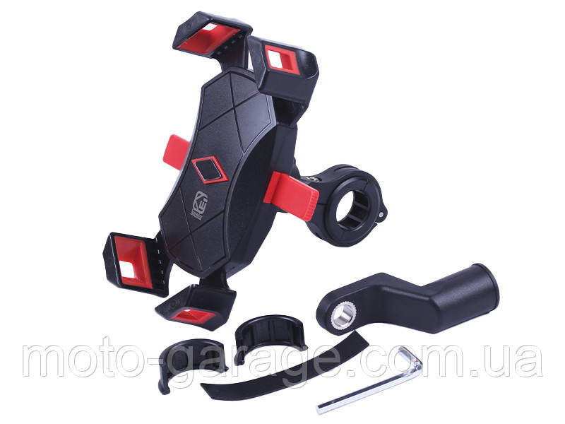 Тримач телефону ProMoto  чорний з червоним, кріплення на кермо,, фото 1