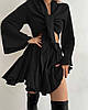 Жіночний літній костюм-двійка з креп-жатки: подовжена сорочка і спідниця-сонце чорного кольору в р. 42/46, фото 3