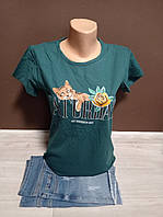 Дитячий костюм для дівчинки підлітка Туреччина футболка та шорти джинс Котик 12-18 років смарагд