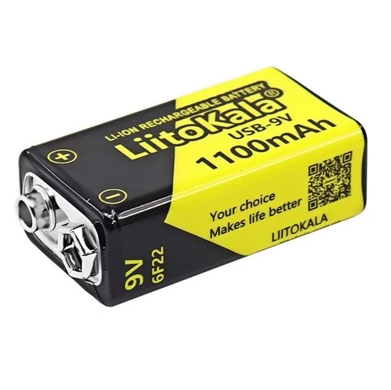 Акумулятор Liitokala 1100mAh Крона 9V USB (Чорно-жовтий)