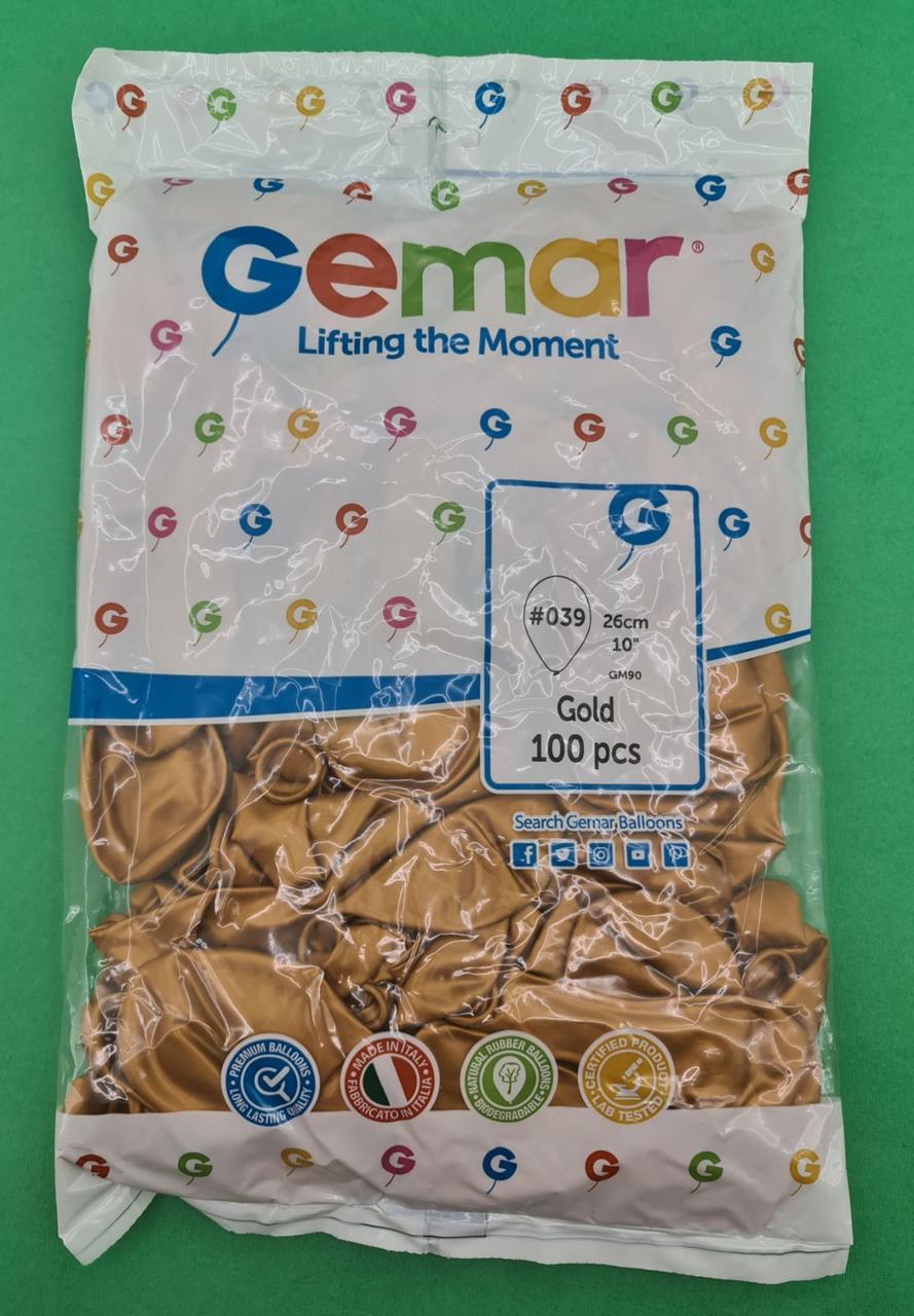 Повітряні кульки 10" (25 см) металік золото Gemar 100 шт (1 пачка), фото 1
