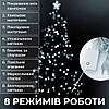 Гірлянда нитка 6м на 50 LED лампочок світлодіодна чорний провід 8 режимів роботи Білий, фото 5